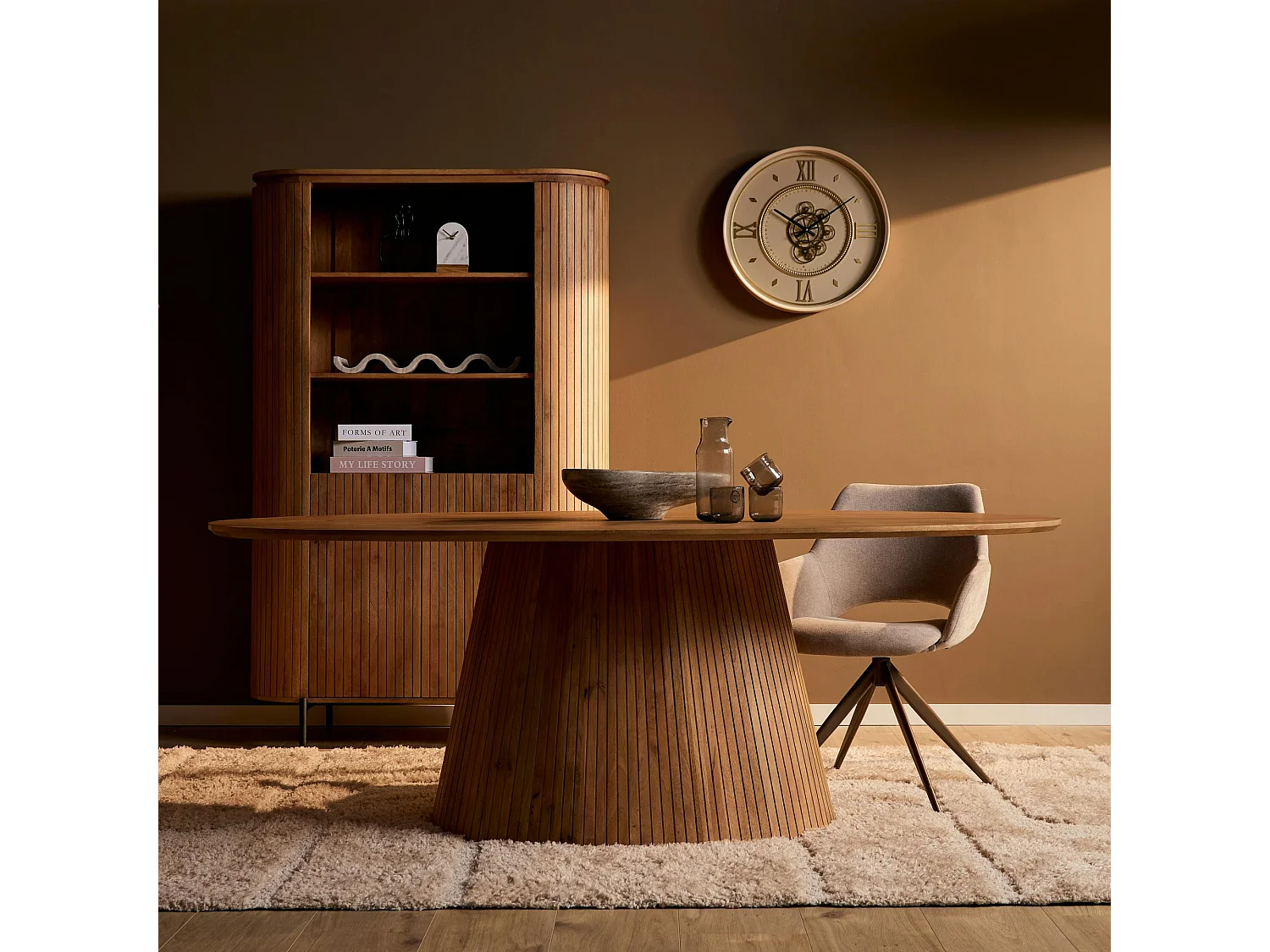 Table ovale bois à pied rainuré 210 cm CALERO