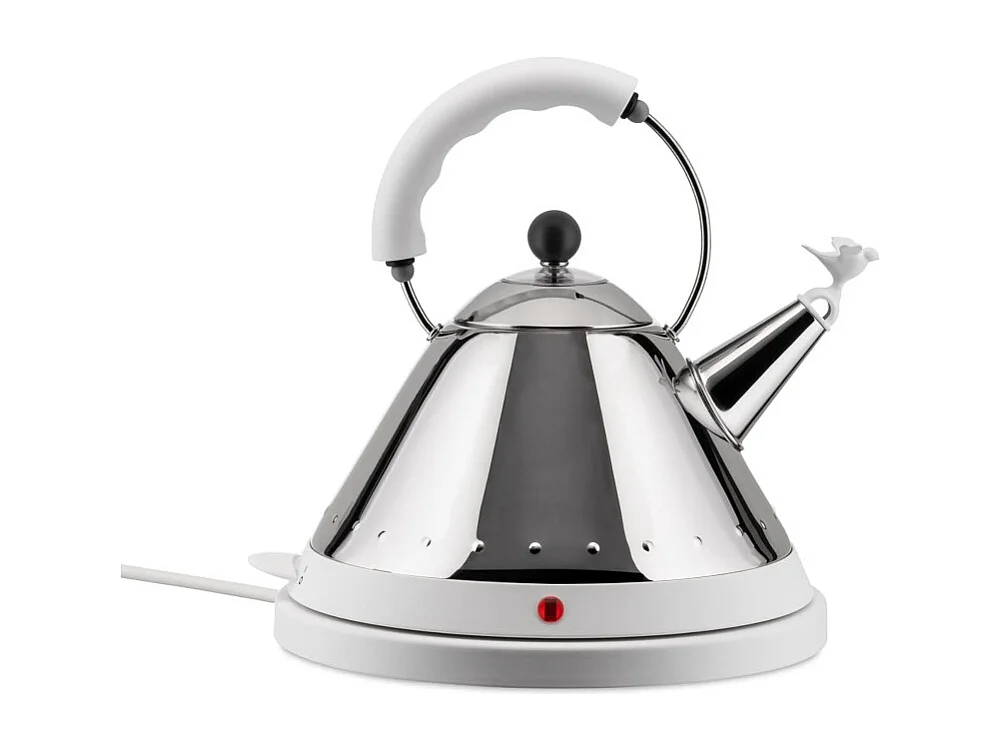 MG32, Bouilloire Électrique Blanc avec Sifflet Oiseau, Alessi
