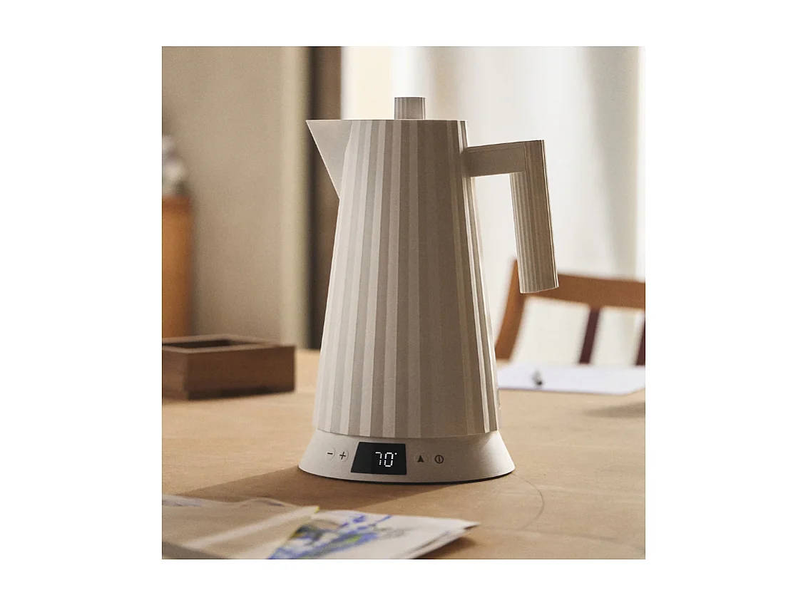 PLISSÉ, Bouilloire Électrique Blanc avec Contrôle de Température, Alessi