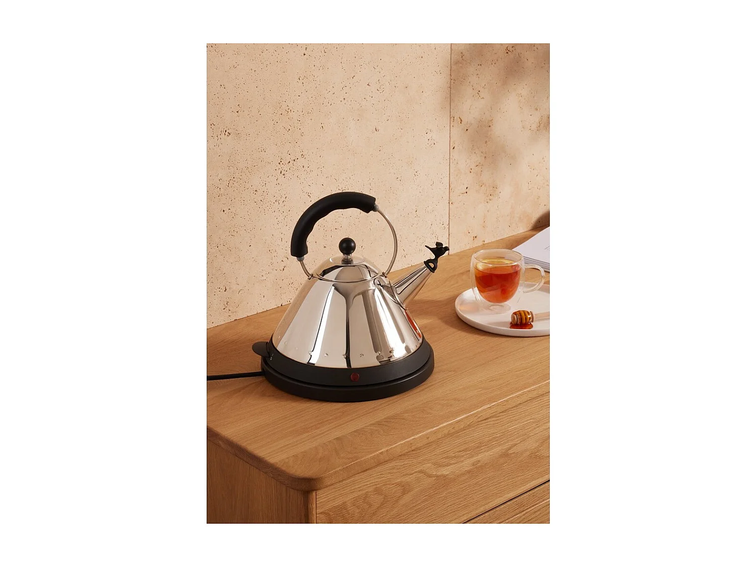 MG32, Bouilloire Électrique Noir avec Sifflet Oiseau, Alessi