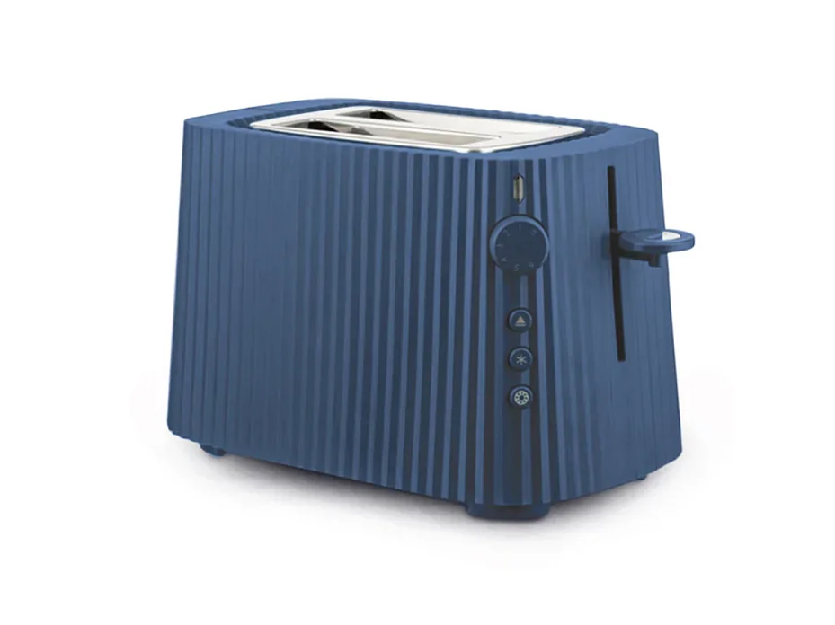 Torradeira Plissé Azul Alessi por Michele De Lucchi – 2 fatias, 6 níveis de tostagem, funções de descongelamento e aquecimento