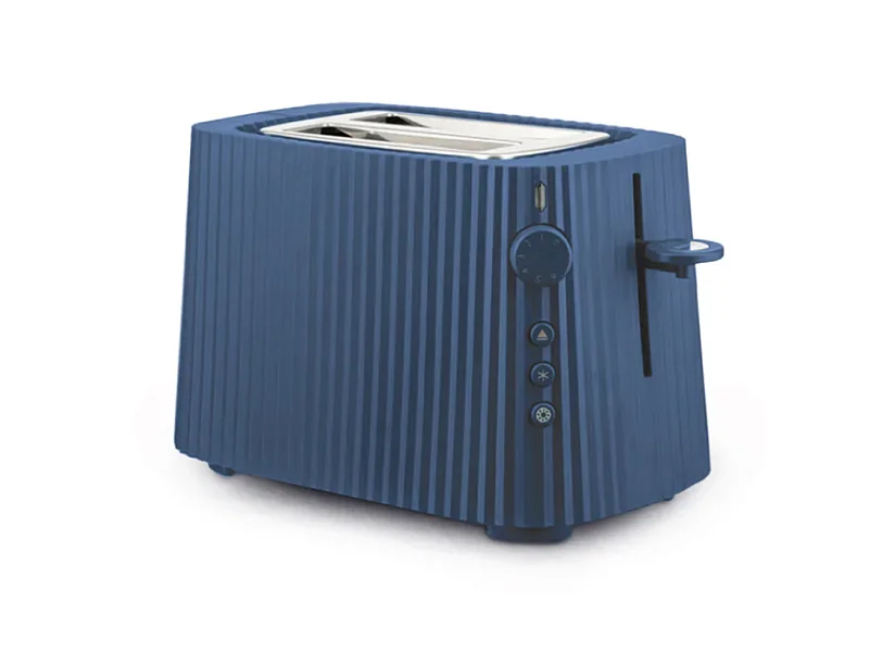 Torradeira Plissé Azul Alessi por Michele De Lucchi – 2 fatias, 6 níveis de tostagem, funções de descongelamento e aquecimento