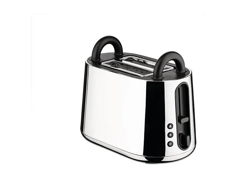 Torradeira Elétrica Alessi Toru em Aço Inoxidável 18/10, Design Nendo, 2 Fendas Largas, Funções de Aquecimento e Descongelamento