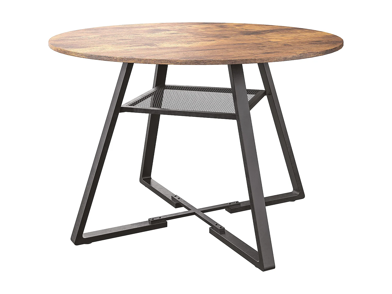 Table à manger ronde pour 4 personnes, table de salle à manger avec étagère, 120 x 120 x 75 cm, Noir