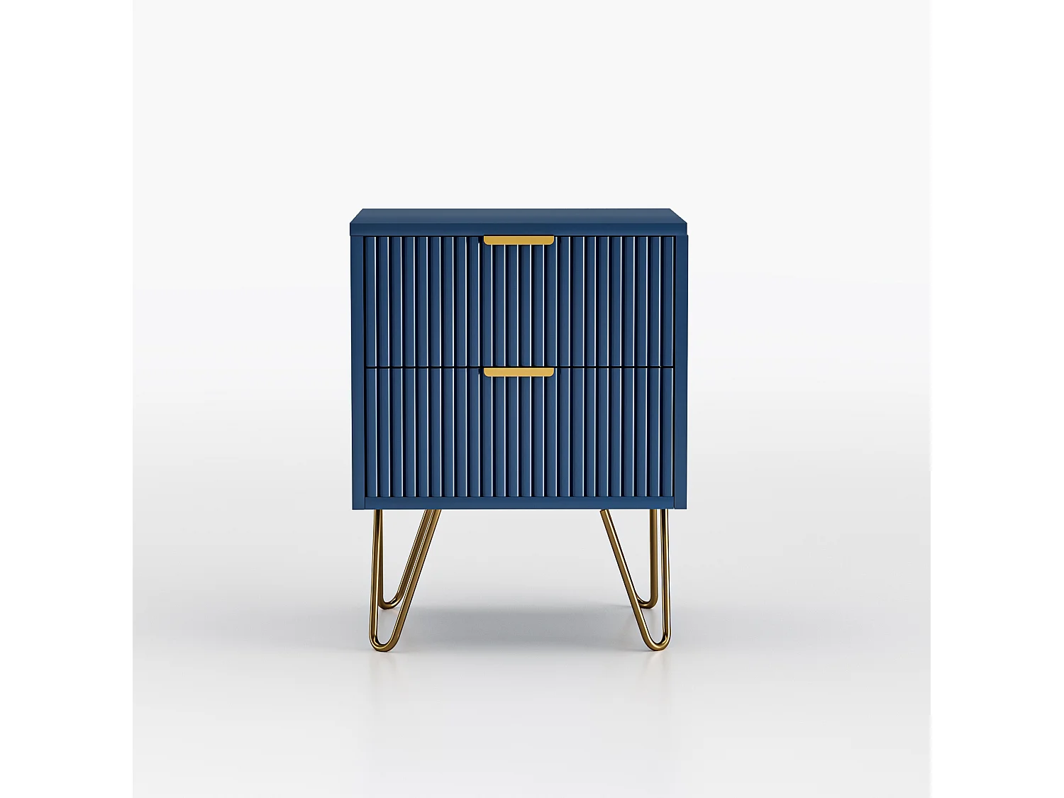 Table de Chevet Lot de 2, Commode à 2 tiroirs, table de Nuit avec Pieds en Métal, Bleu foncé