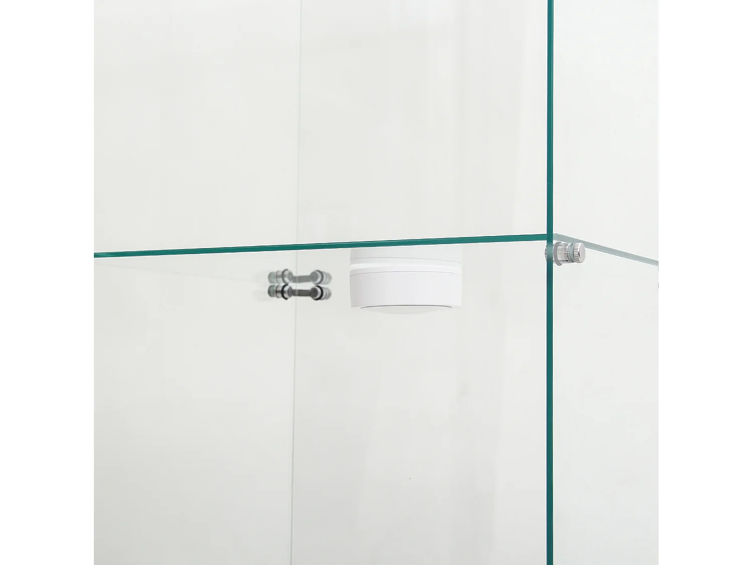 Vitrine sur pied en verre, 125 cm, avec LED, serrure, 1 porte 3 couches, transparente, noir