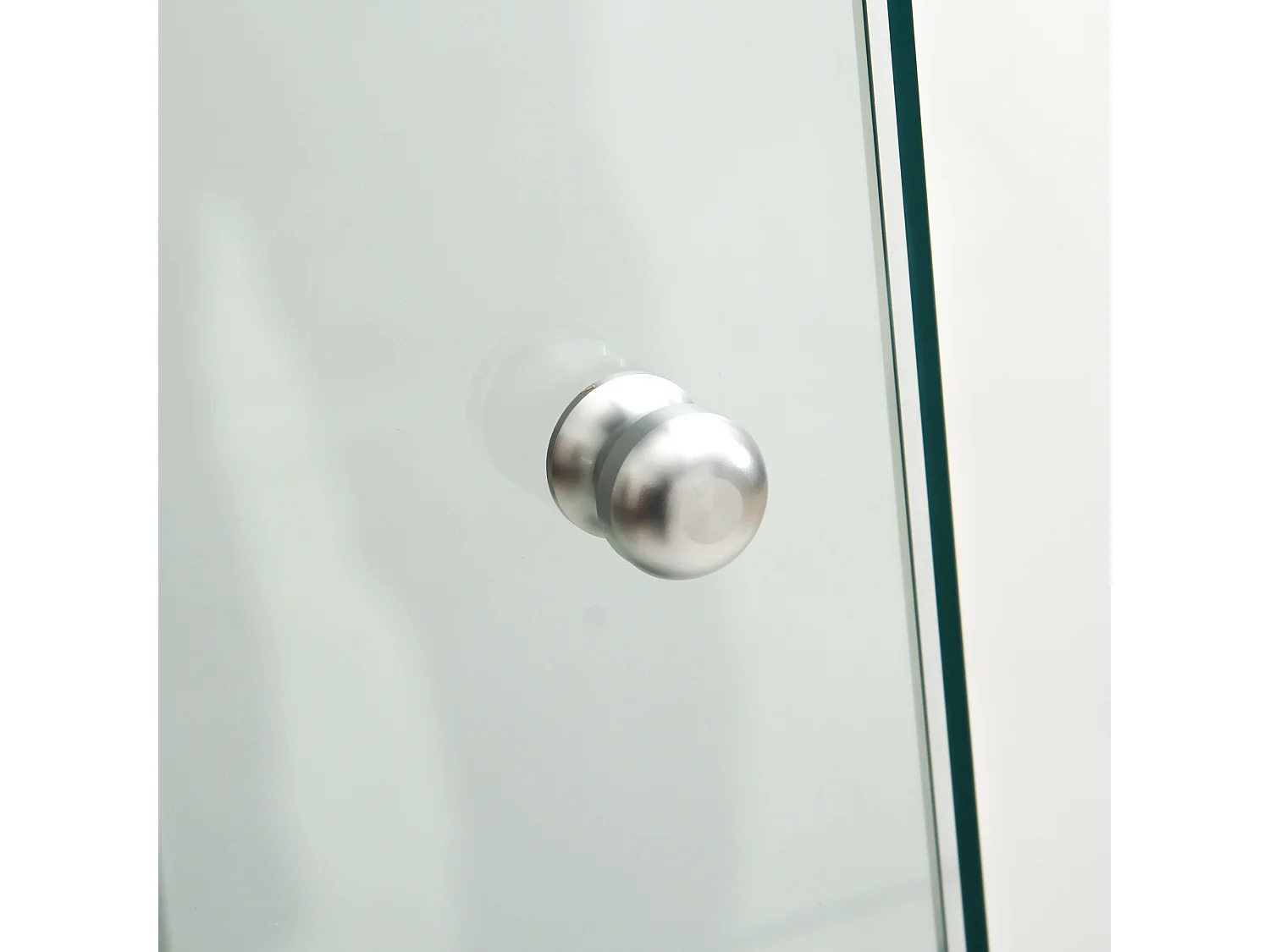 Vitrine en Verre, avec 1 Portes et Serrure, pour Salon, Blanc + Lumière + Miroir, 164x42.5x36.5 cm