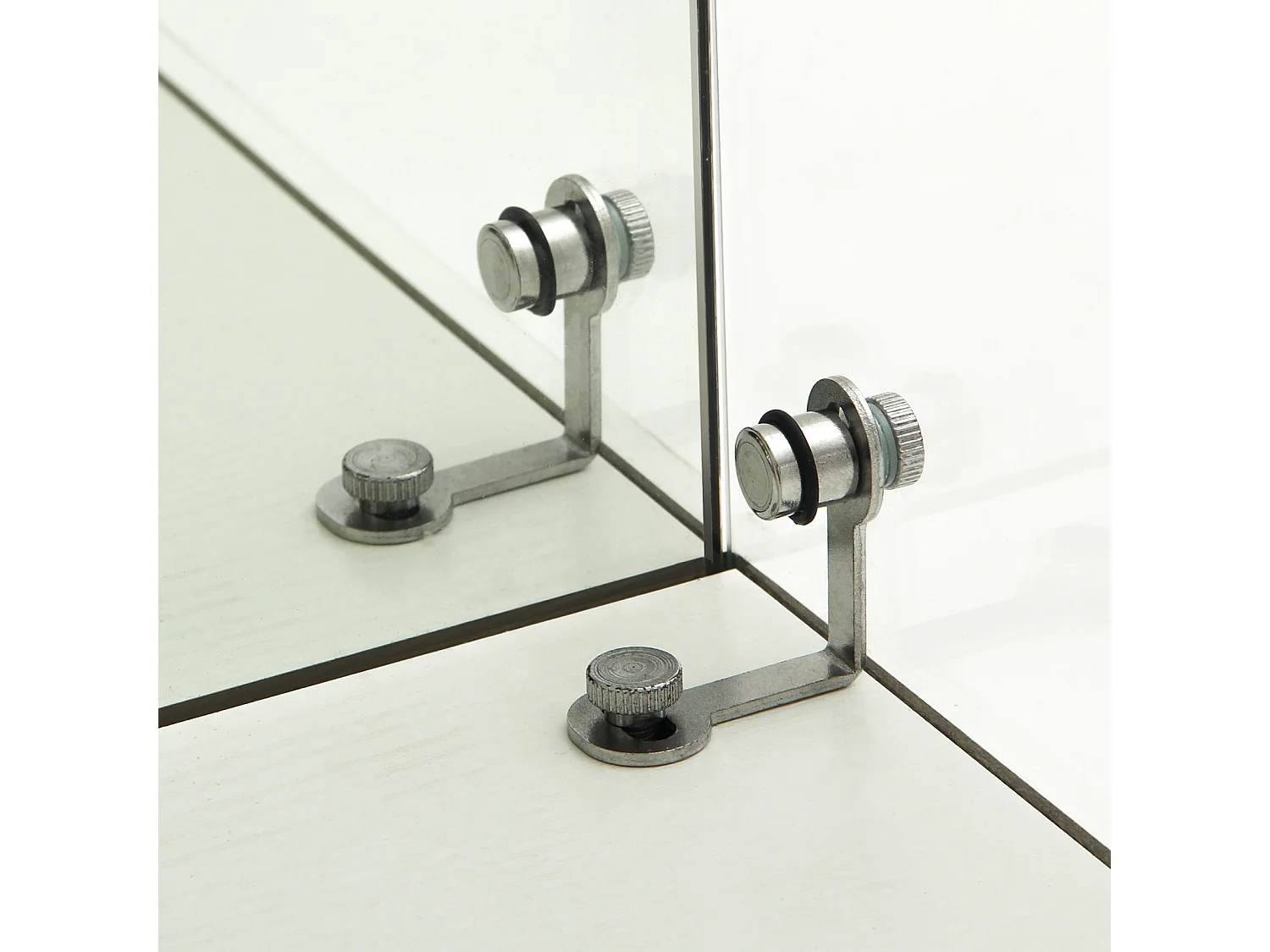 Vitrine en Verre avec LED et Serrure, Armoire Vitrine Salon en Verre avec 2 Portes et Etagères,blanc