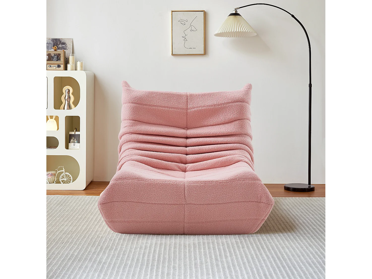 Pouf de sol, confortable, avec dossier, fauteuil de lecture, pour chambre à coucher, salon, Rose