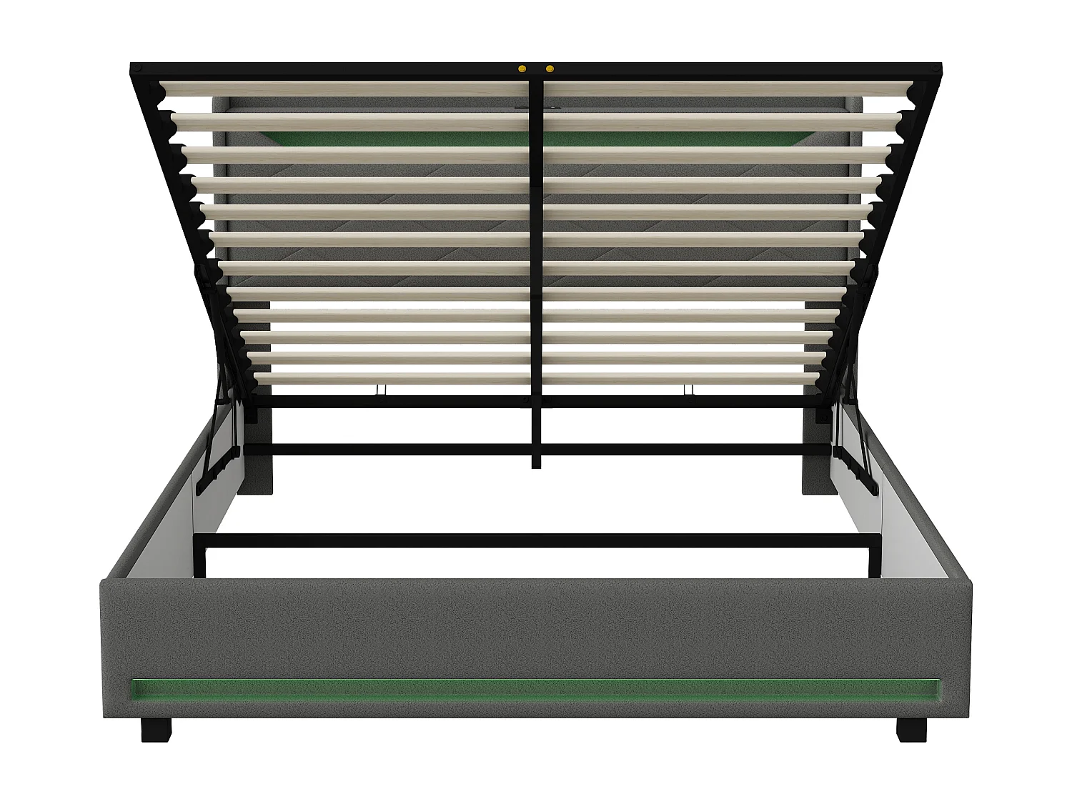 Lit Double 140 x 200 cm avec LED, avec Espace de Rangement, avec sommier à Lattes, Gris