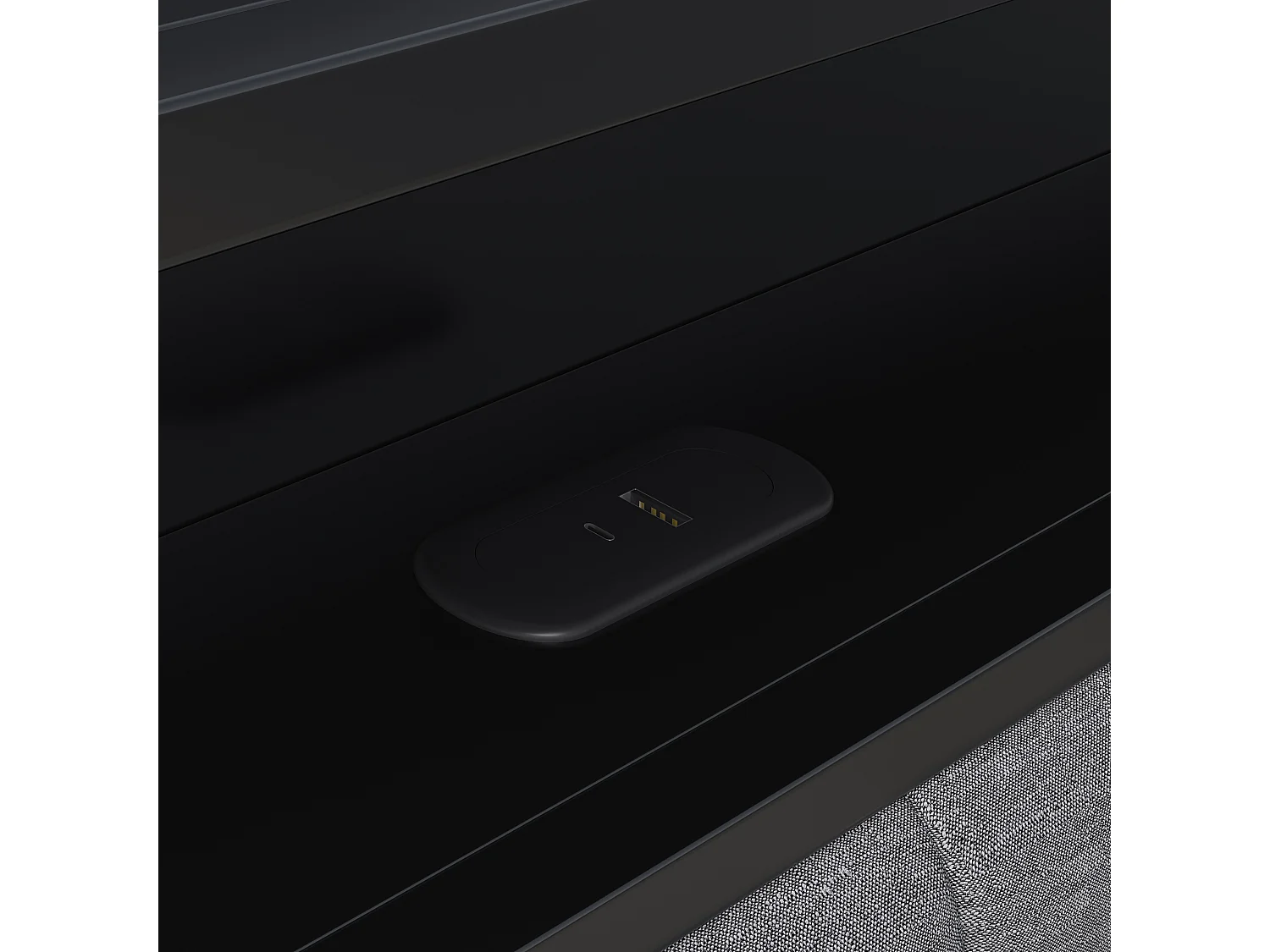 Lit Double 140x190 cm, Lits 2 Personnes avec LED et USB, Lit Capitonné avec Sommier à Lattes, Gris