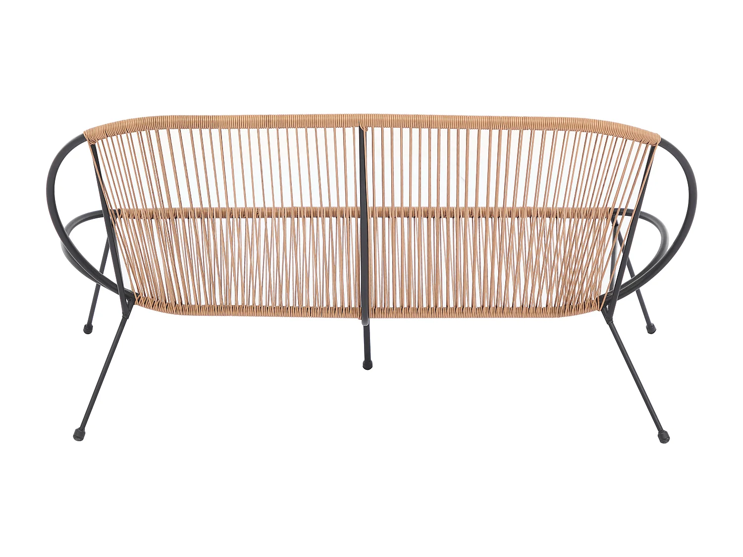 Banc de jardin en métal et résine tressée - Noir et naturel clair - NIKAO de MYLIA