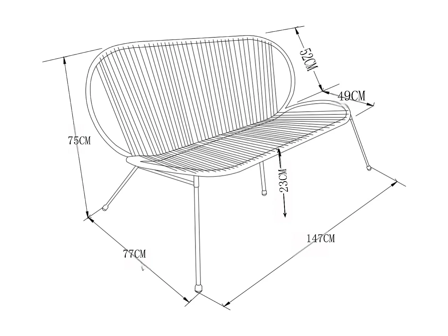 Banc de jardin en métal et résine tressée - Kaki - NIKAO de MYLIA