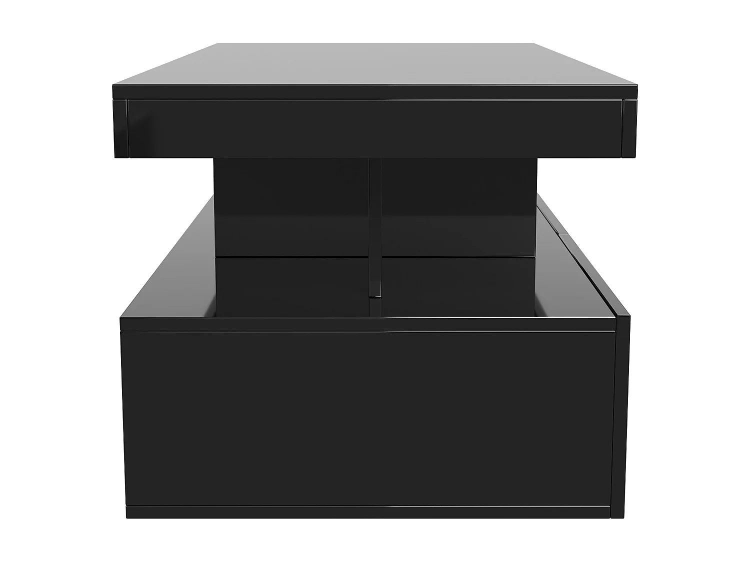 Salontafel met 2 lades, moderne salontafel met ledverlichting, met open opbergruimte, zwart