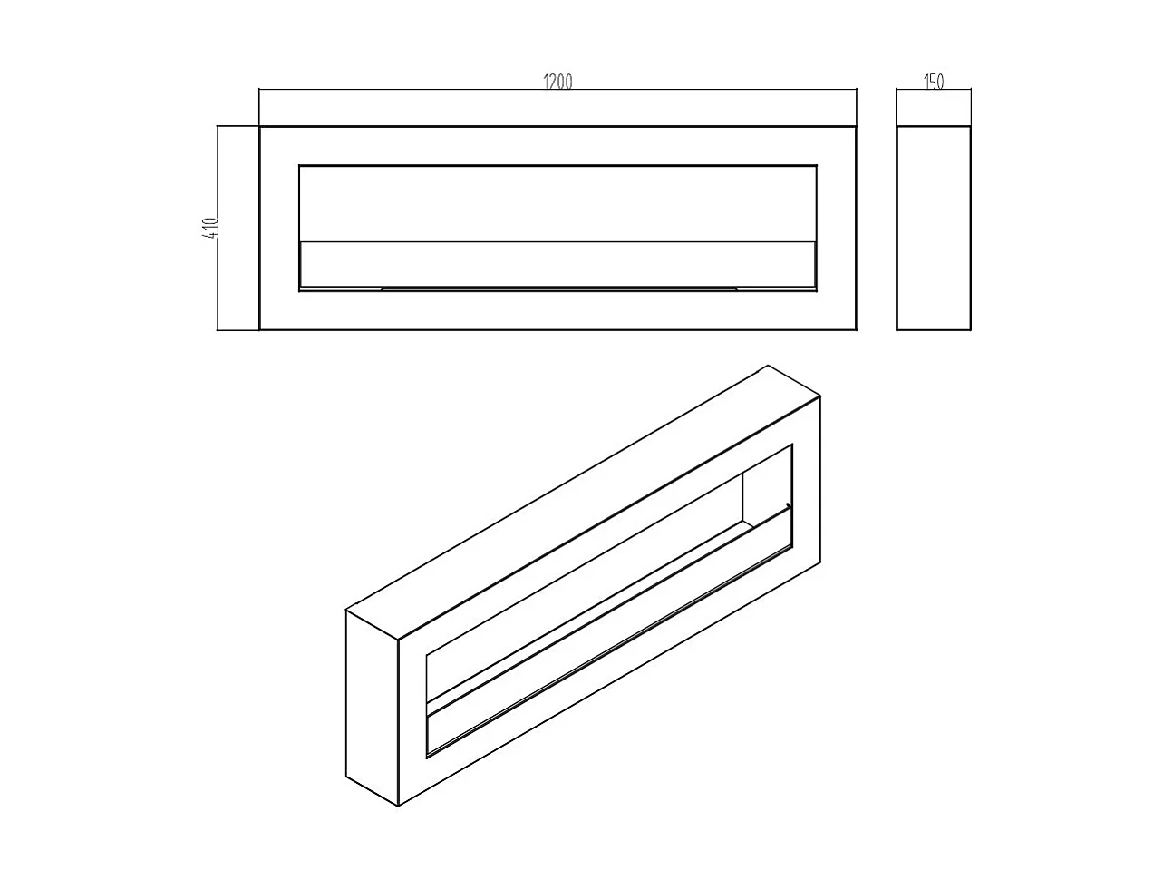 Cheminée murale bioéthanol SIENA 120 noire 120x40