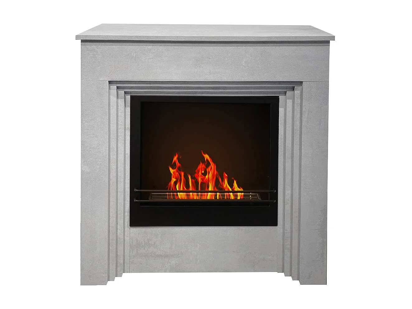 Camino a bioetanolo da terra BELLINI in legno effetto Cemento Made in Italy L96 x P35 x H96