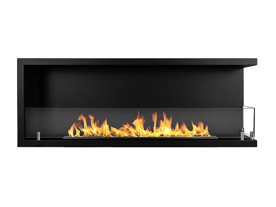 Cheminée d'angle intégrée au bioéthanol, bio-cheminée d'angle 120x45 SUTRI 120 DX