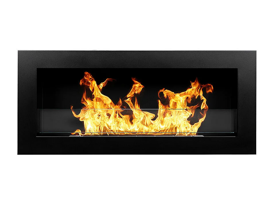 Kominek na bioetanol Livorno Black wiszący lub do zabudowy, dł. 90 x gł. 12 x wys. 40 z szybą