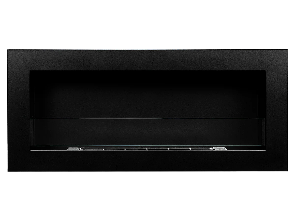 Cheminée à bioéthanol murale ou encastrable Livorno Black, L 90xP 12xH 40 cm avec vitre