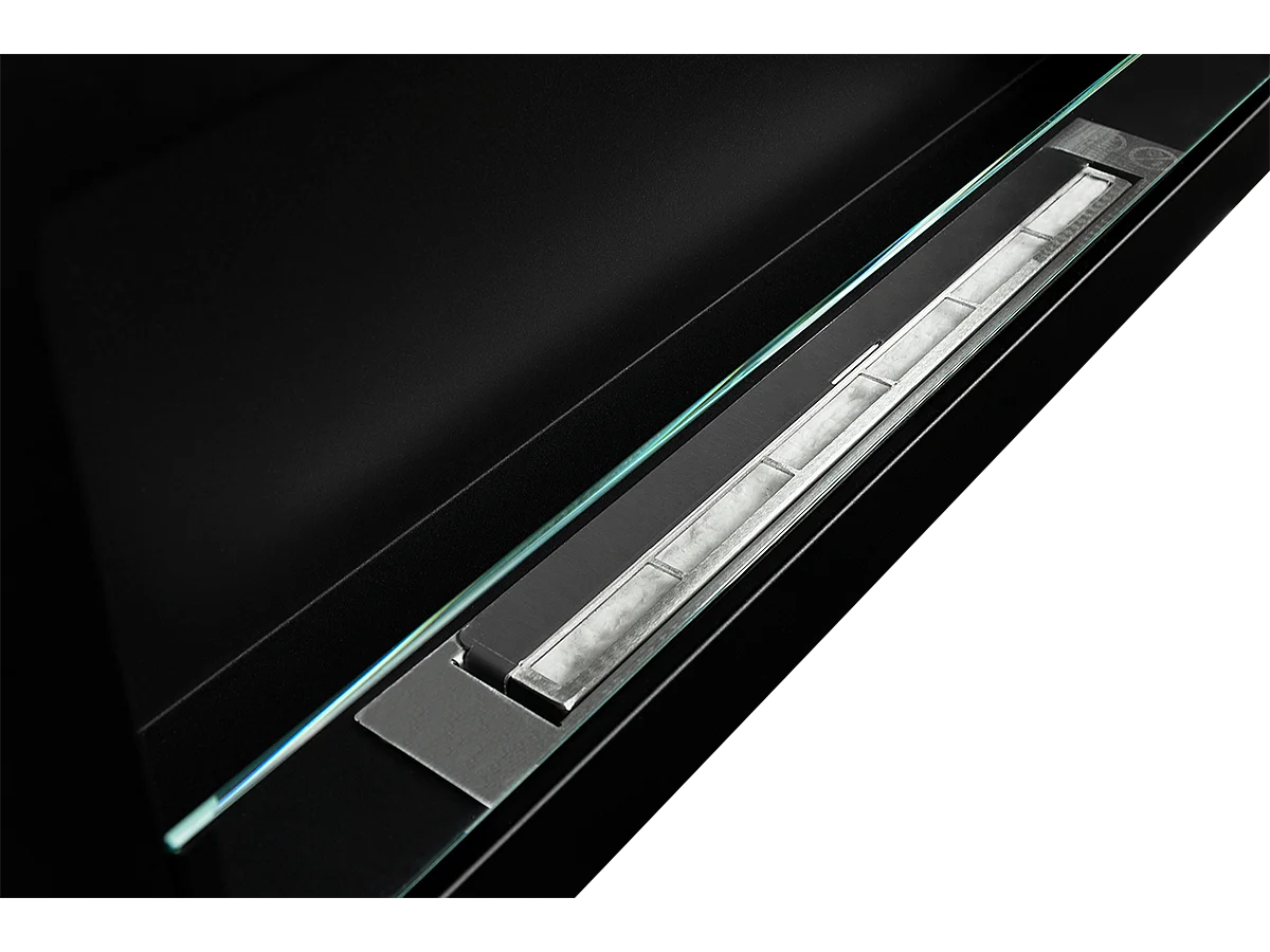 Cheminée à bioéthanol murale ou encastrable Livorno Black, L 90xP 12xH 40 cm avec vitre