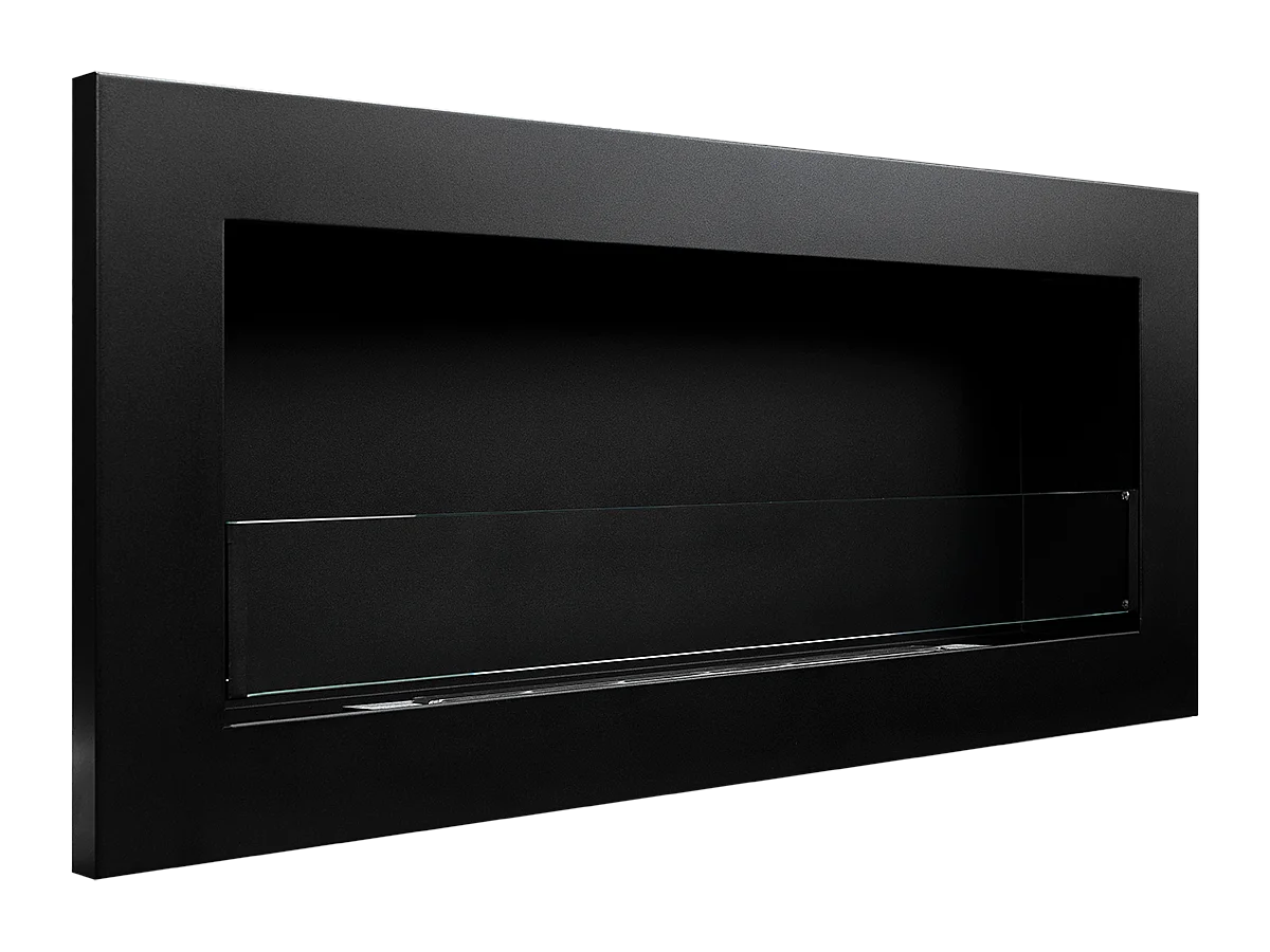 Cheminée à bioéthanol murale ou encastrable Livorno Black, L 90xP 12xH 40 cm avec vitre