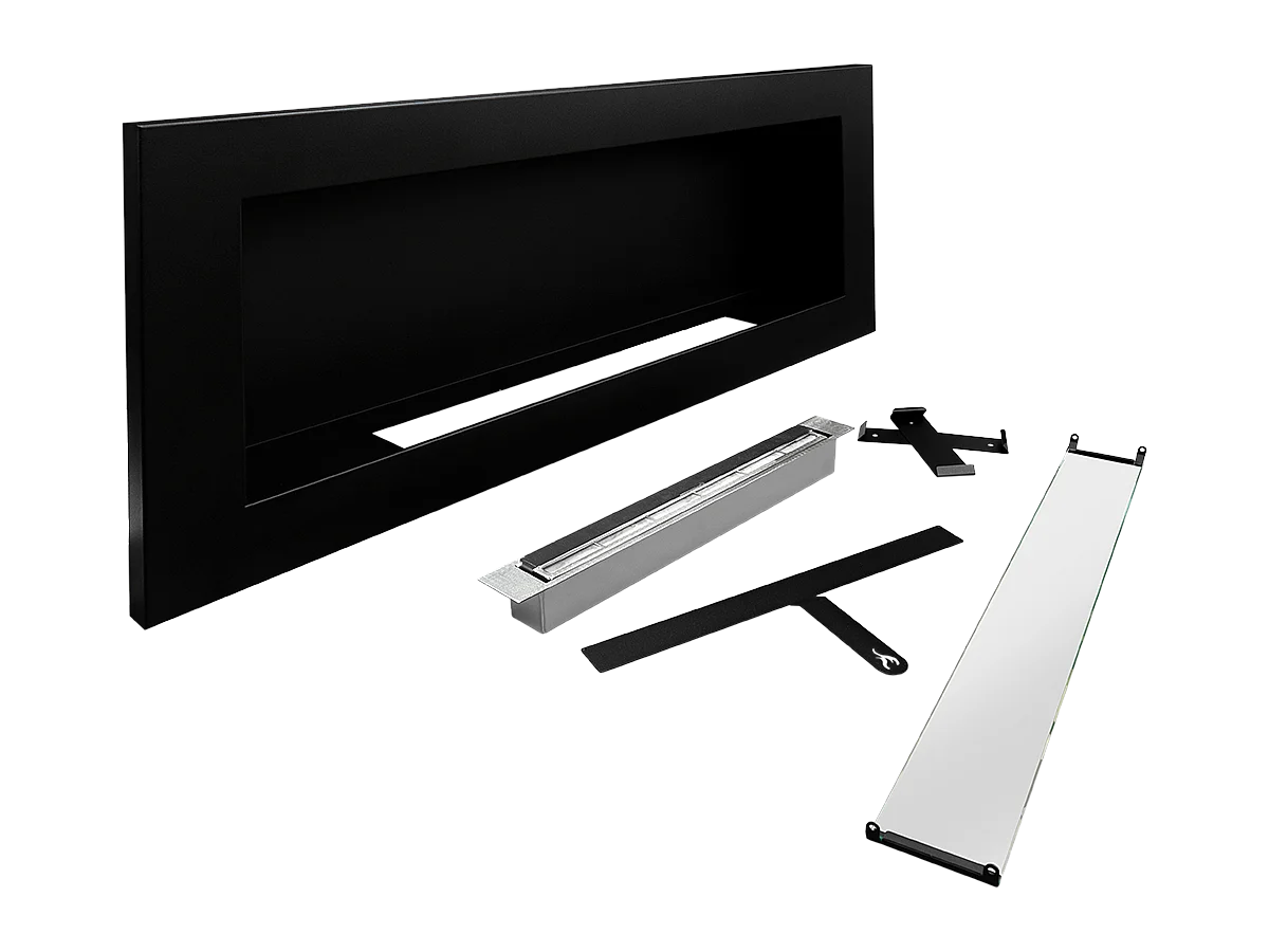 Cheminée à bioéthanol murale ou encastrable Livorno Black, L 90xP 12xH 40 cm avec vitre