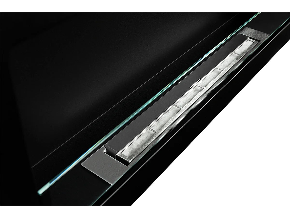 Kominek na bioetanol Livorno Black wiszący lub do zabudowy, dł. 90 x gł. 12 x wys. 40 z szybą
