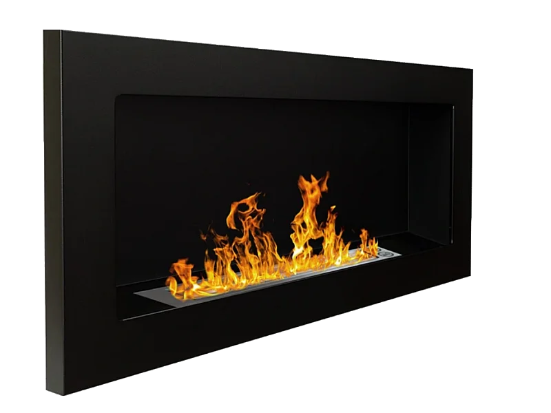 Cheminée à bioéthanol Lucca Black, murale ou encastrable, L 90xP 12xH 40