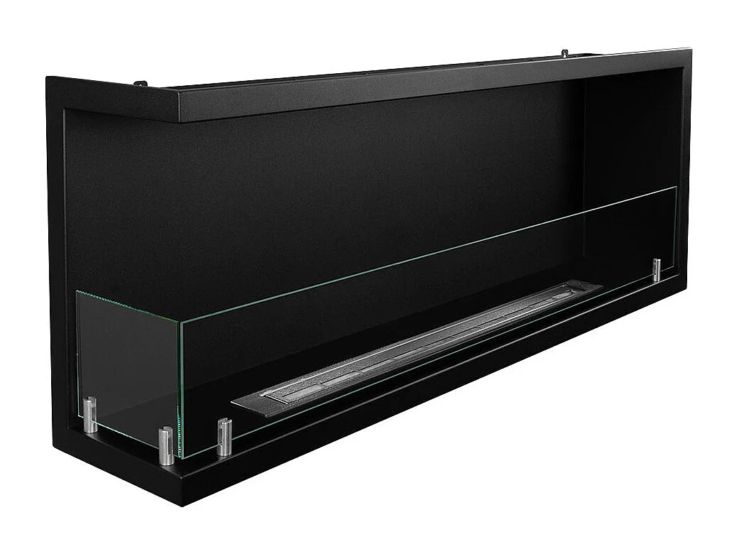 Cheminée d'angle intégrée au bioéthanol, bio-cheminée d'angle 120x45 SUTRI 120 SX