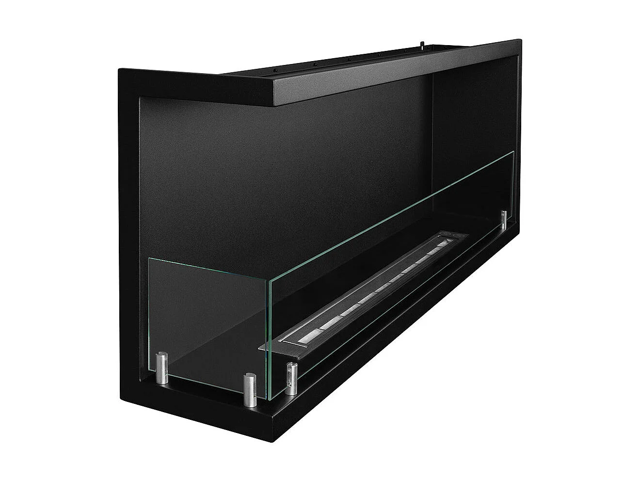 Cheminée d'angle intégrée au bioéthanol, bio-cheminée d'angle 120x45 SUTRI 120 SX