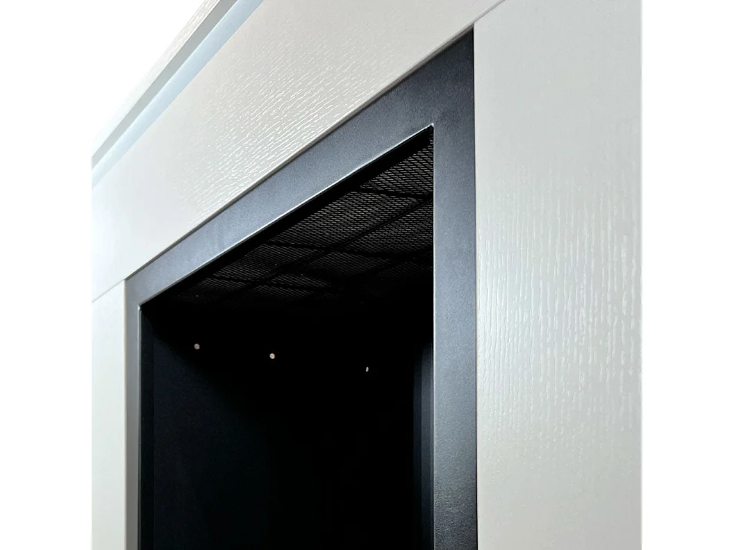 Camino a bioetanolo da terra in legno bianco Made in Italy Michelangelo 96x36x90h