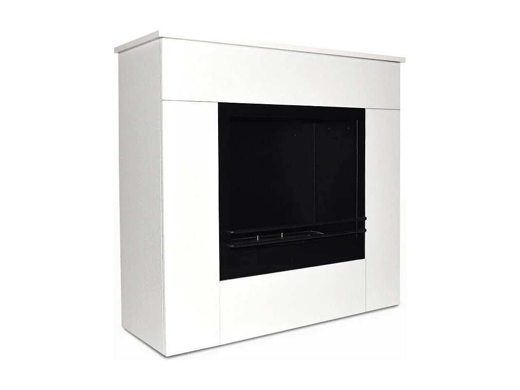 Camino a bioetanolo da terra in legno bianco Made in Italy Michelangelo 96x36x90h