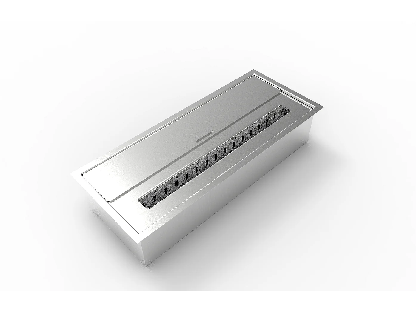 Bruciatore per camino a bioetanolo biocamino in acciaio inox 3,5 lt 45,7X18,7XH9,5 cm