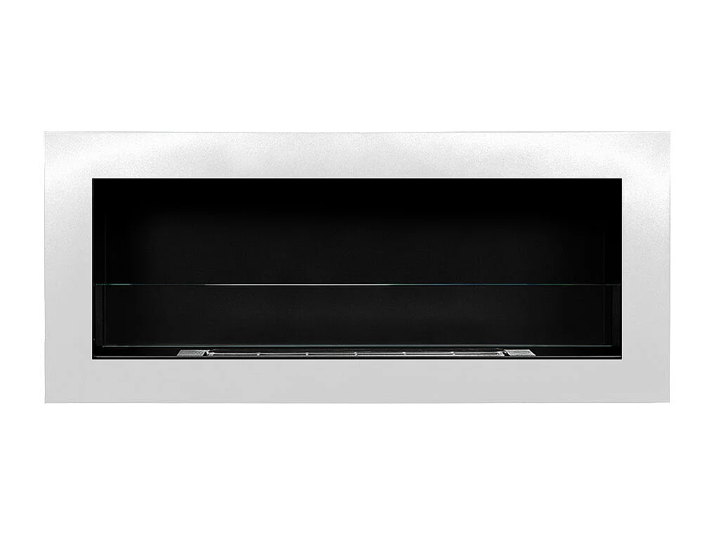 Cheminée à bioéthanol murale ou encastrable LivourneWhite, L 90xP 12xH 40 cm avec vitre
