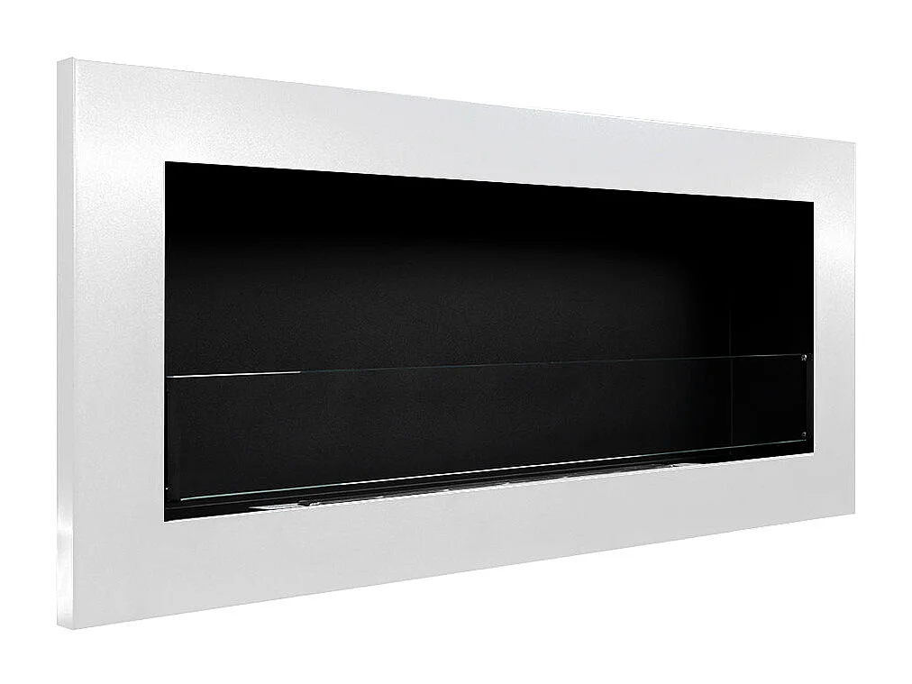 Cheminée à bioéthanol murale ou encastrable LivourneWhite, L 90xP 12xH 40 cm avec vitre