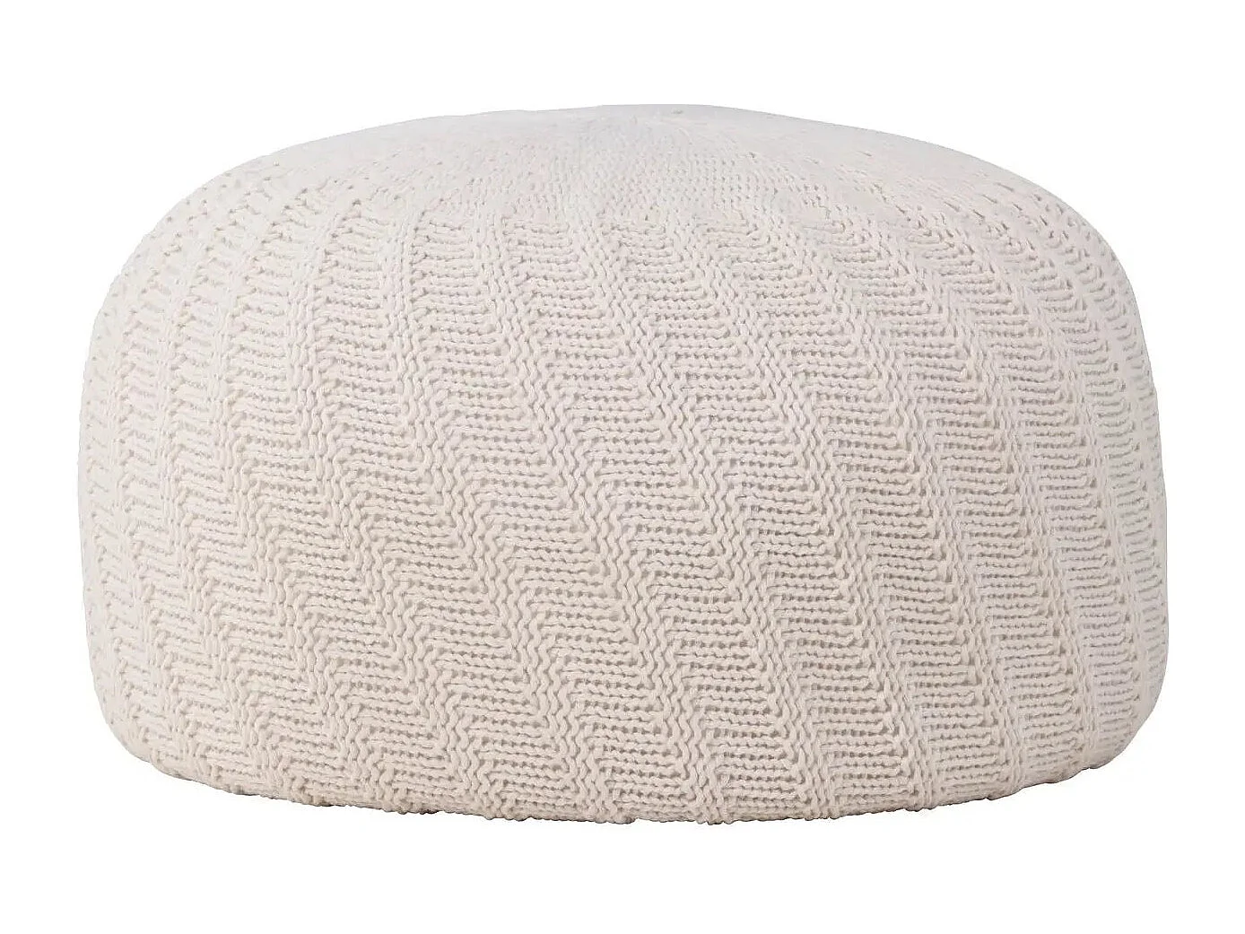 Pouf Effet Crochet "Ted" 60cm Blanc Cassé