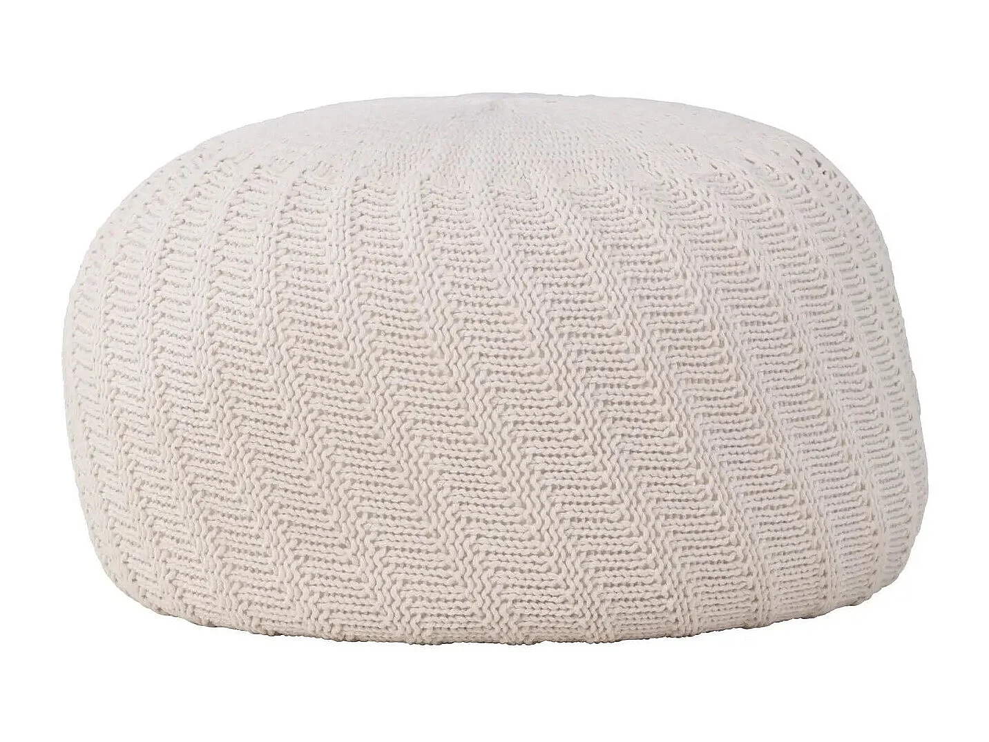 Pouf Effet Crochet "Ted" 60cm Blanc Cassé