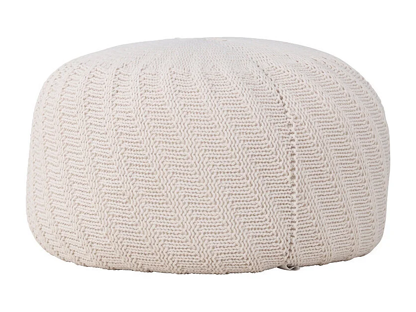 Pouf Effet Crochet "Ted" 60cm Blanc Cassé