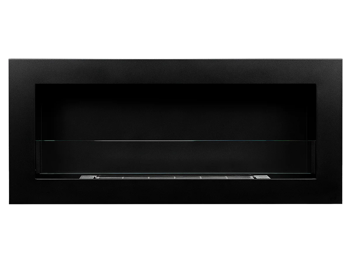 Livorno Black Bioethanol-Kamin zur Wand- oder Einbaumontage, L 90 x T 12 x H 40 cm mit Glas