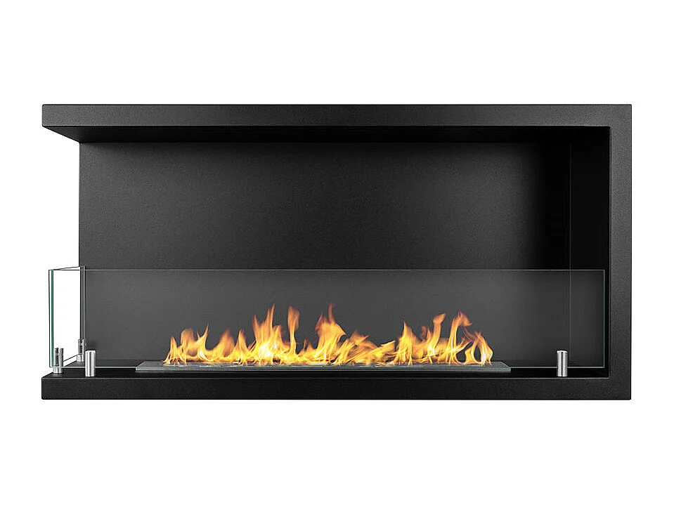 Cheminée d'angle intégrée au bioéthanol, biocheminée d'angle 90x45 SUTRI 90 SX