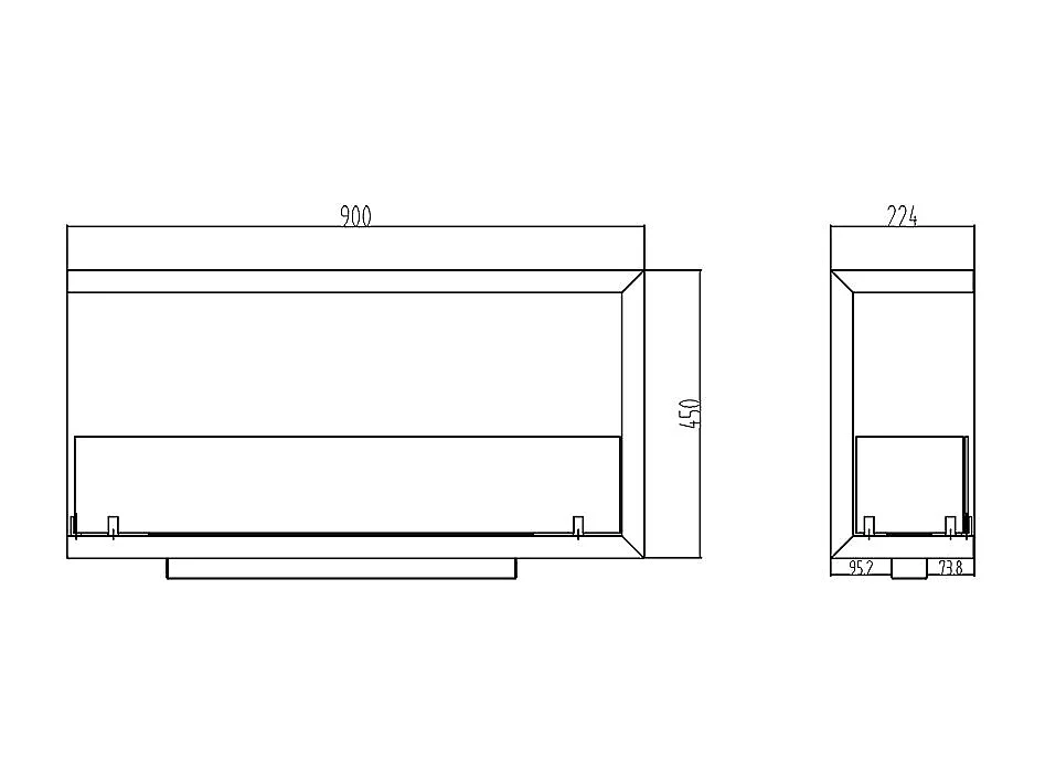 Biokominek narożny do zabudowy, biokominek narożny 90x45 SUTRI 90 SX