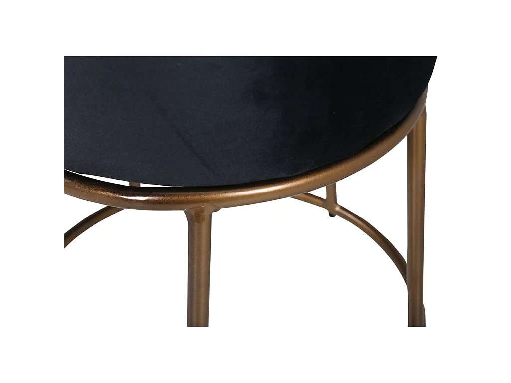 Venture Home Zwarte Fluwelen Poef Pippi - Modern Comfort & Elegant Design 45,5x46,5 cm