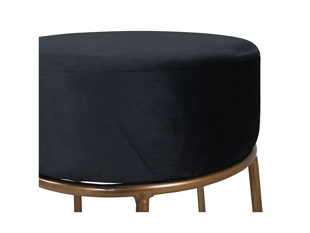 Venture Home Zwarte Fluwelen Poef Pippi - Modern Comfort & Elegant Design 45,5x46,5 cm