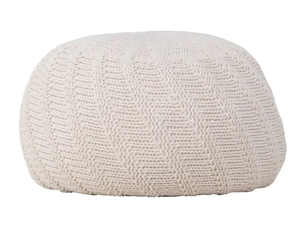 Pouf Rond Design "Ted" 45cm Blanc Cassé