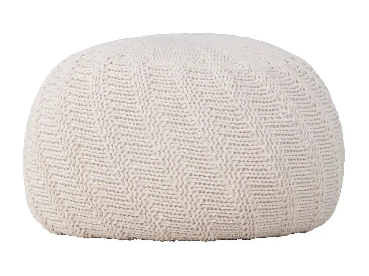 Pouf Rond Design "Ted" 45cm Blanc Cassé