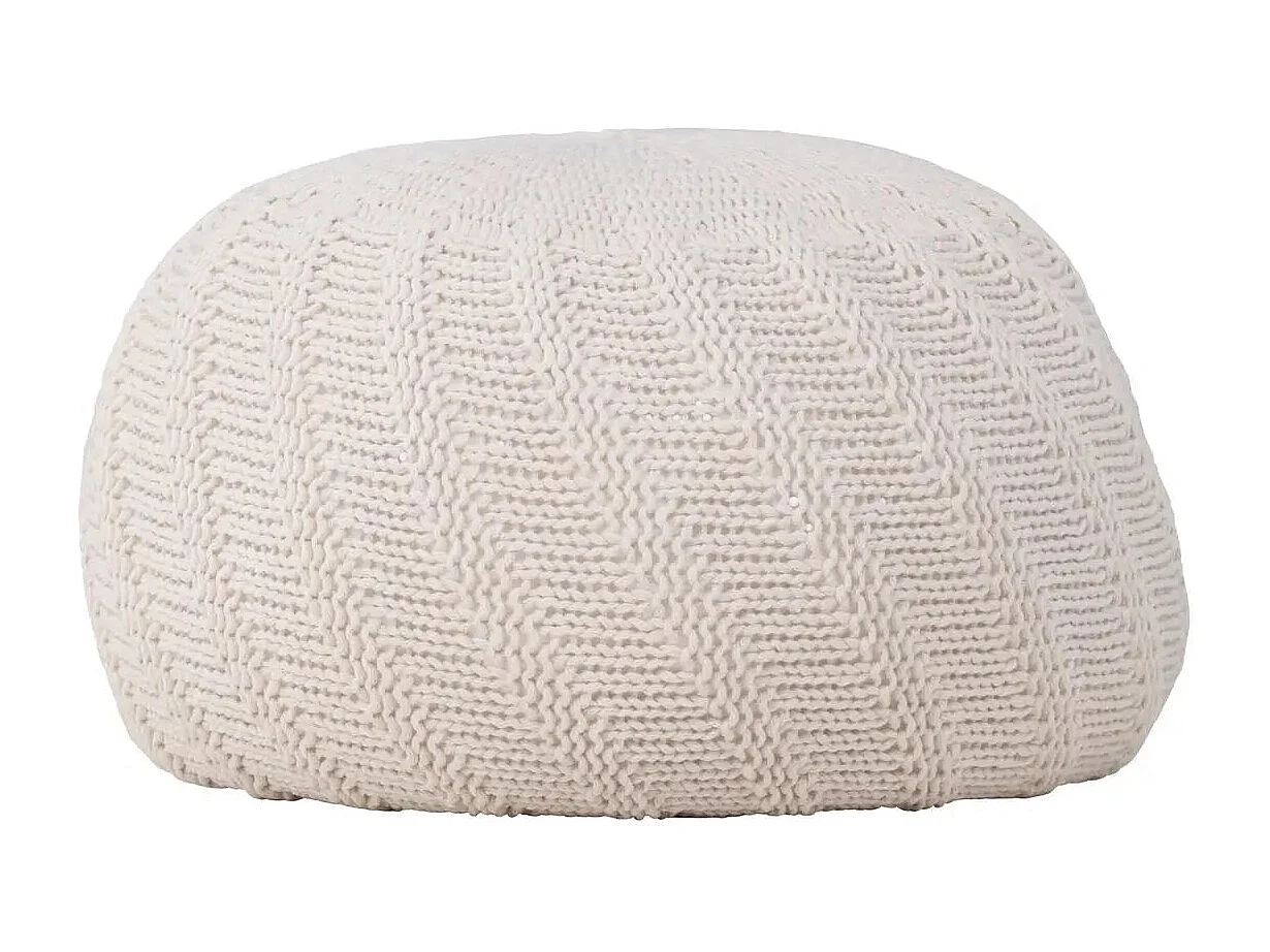 Pouf Rond Design "Ted" 45cm Blanc Cassé