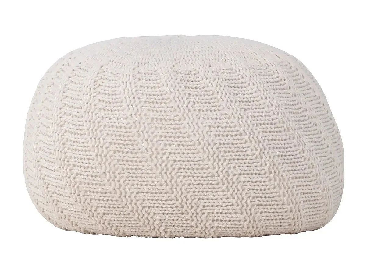 Pouf Rond Design "Ted" 45cm Blanc Cassé