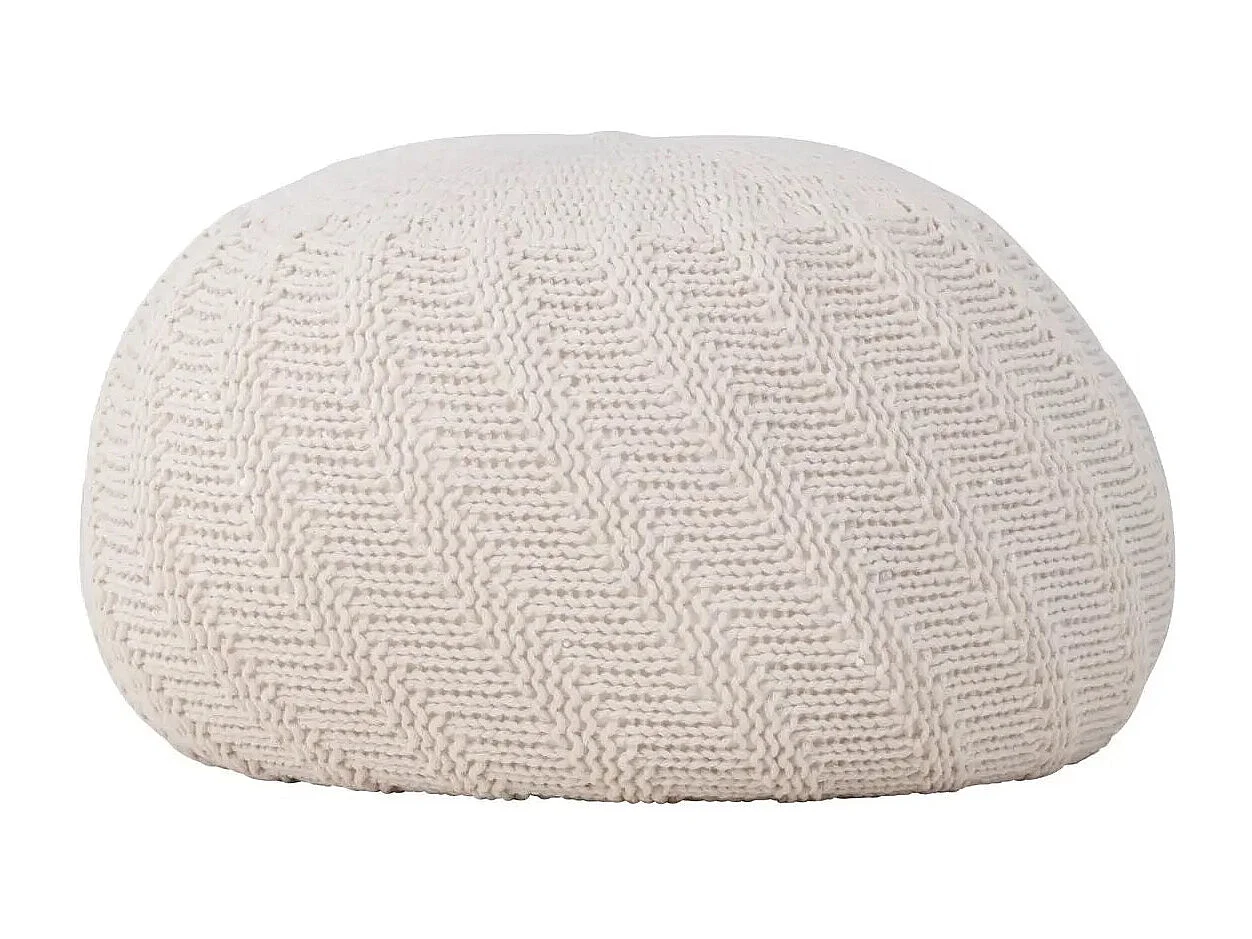 Pouf Rond Design "Ted" 45cm Blanc Cassé