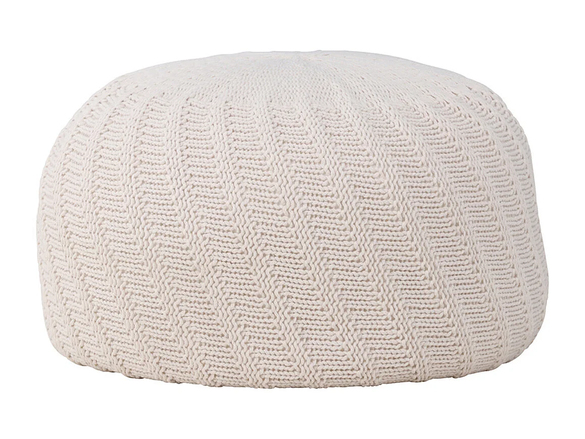 Pouf Rond Design "Ted" 45cm Blanc Cassé