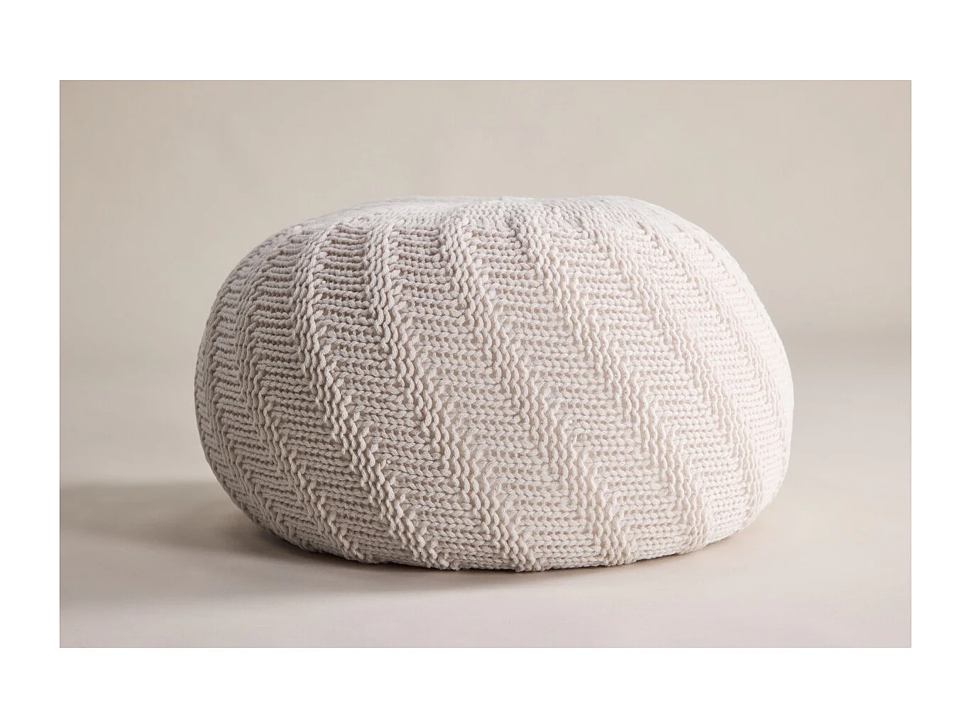 Pouf Rond Design "Ted" 45cm Blanc Cassé